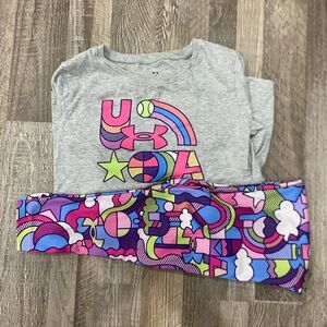 Under Armour Girl’s Colorful Graphic Tee and Leggings Set Size 6